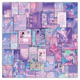 Purple Girl Heart Stickers 50 Pack Laptop Stickers,Vinyl Waterproof Stickers for Water Bottles Skateboard Scrapbook Bike Computer Phone-Graffiti Stickers Pack for Teens Girls Kids Adults (Kawaii)