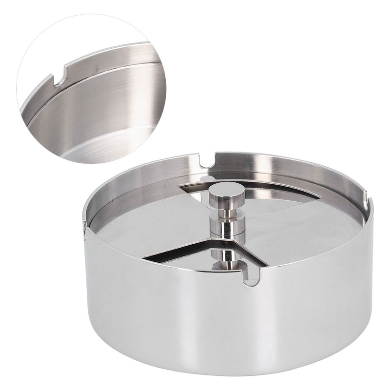 Ashtray Outdoor Thickened Stainless Steel Windproof Rotating Cover Design Finely