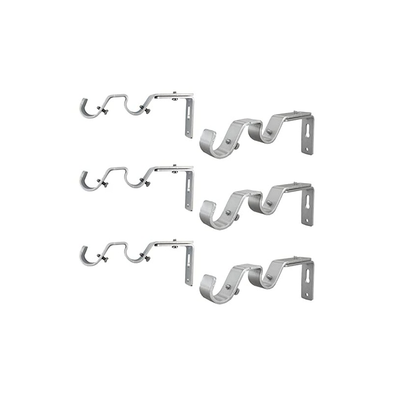 6 soportes para barra de cortina doble, resistente, soportes ajustables