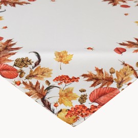 texpot Tablecloth 110 x 110 cm Autumn Leaves Cream White Beige Colourful Printed