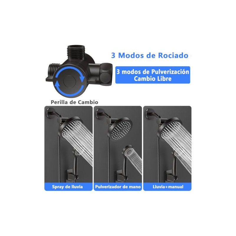 Set de Regadera Combinada 2 en 1Ducha Alta Presión Negra