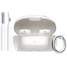 Aircawin for Bose New QuietComfort Earbuds Case Clear 2024,Full Protective Soft Transparent TPU Cover for Bose QuietComfort Earbuds Headphone Accessories with Carabiner and Cleaning Pen-Clear