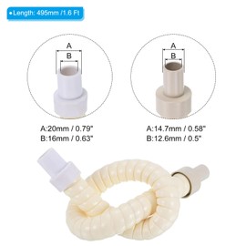 PATIKIL 1.6ft Drain Hose, 2 Pack Flexible Air Conditioner Water Pipe PVC Insulated Universal Tube for AC HVAC Indoor Internal Unit