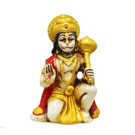 Imagine Mart Hanuman Idol in Marble Material | Grey Antique Color | Suitable for car Dashboard | Home Decor | Home or Office Temple puja | Diwali pujan | Gifting Purpose