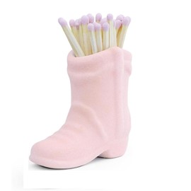 YQkangzhu Cowboy Boot Match Holder, Lovely Ceramic Boot Match Holder with Striker, Handmade Ceramic Match Box, Matchstick Holder, Cowgirl Western Match Jar for Home Bathroom Kitchen Interior Decor