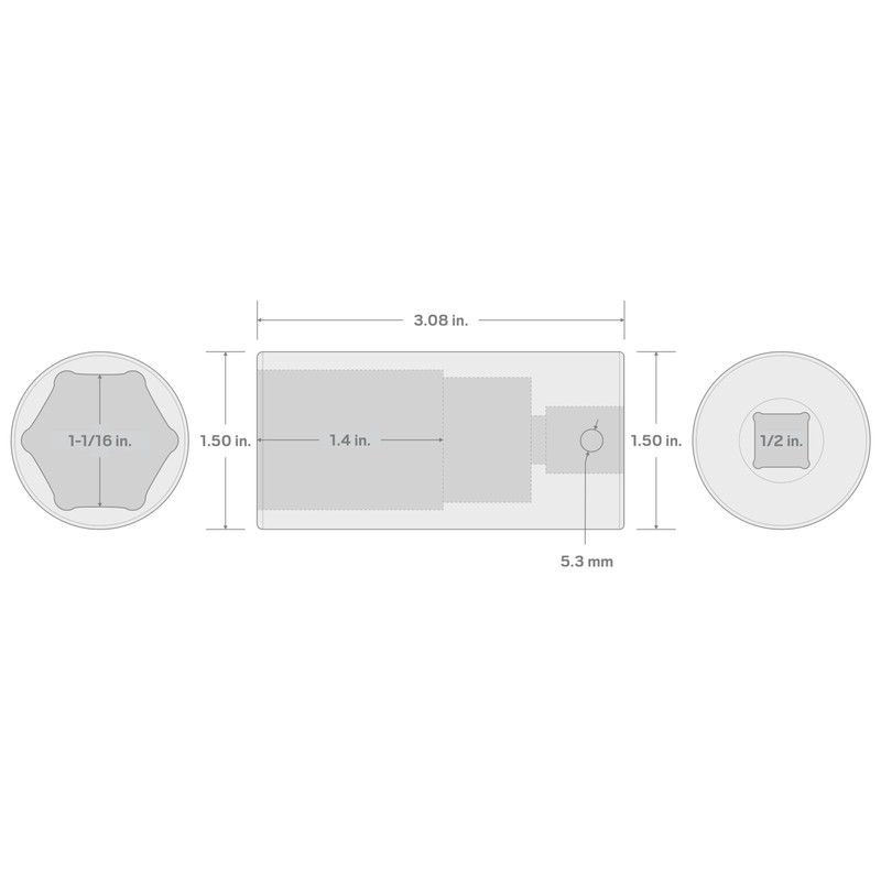 TEKTON 1/2 Inch Drive x 1-1/16 Inch Deep 6-Point Impact