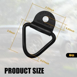 Pack-4 Gancho de Sujeción en V para Maletero de Coche, 2.3" x 2.2" Gancho en V de Metal Multifuncional Anclaje de Amarre de Carga, Accesorio de Amarre para Riel de Vehículo con Orificios de