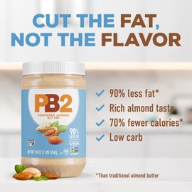 PB2 Powdered Roasted Almond Butter, 16oz Low-Fat Vegan Almond Powder, Low Carb Nut Butter, Non-GMO, Gluten Free, Kosher