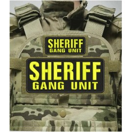 POLICE G UNIT  EMBRIDERY PATCH 10X4 AND 5X2  hook on back  YELLOW ON BLACK