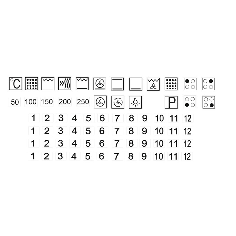 Cooker Symbol Sticker Set for Cooker Labelling (RPt1/1) (9 mm)