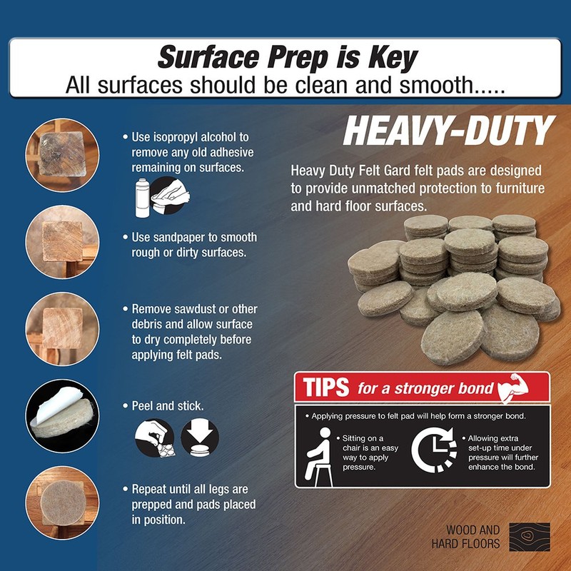 Shepherd Hardware 9921 4-Inch Heavy Duty Self-Adhesive Felt Furniture Pads,