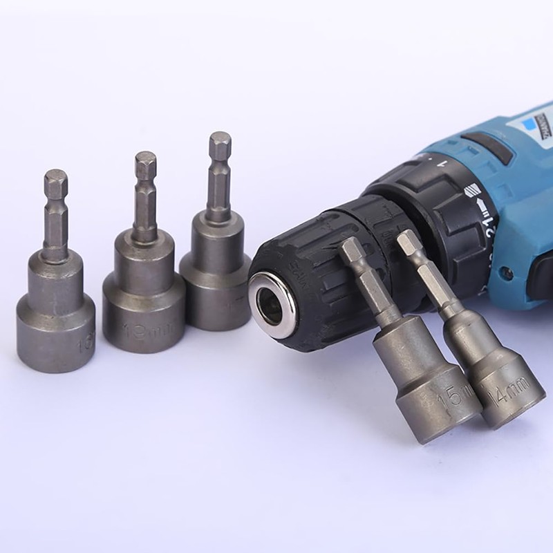 Aiweijia 10pcs Metric 6mm-19mm Magnetic Nut Driver Set Socket Adapter