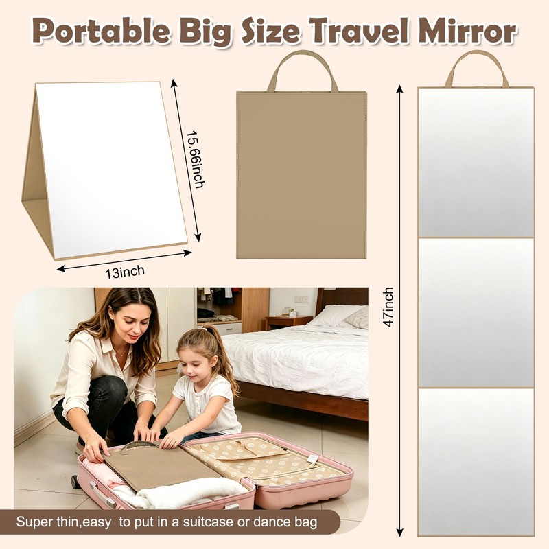 Hanging Portable Foldable Dance Mirror,Acrylic Shatterproof Folding Mirror for Camping,Lightweight