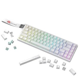 Free wolf F68 Teclado Magnético, 60% Teclado Alambrico Gamer, Latencia de 0.1ms, Tasa de Sondeo de 8000 Hz, Teclado Mecánico Ultracompacto con Retroiluminación RGB para PC/Mac (Blanco) (Blanco)