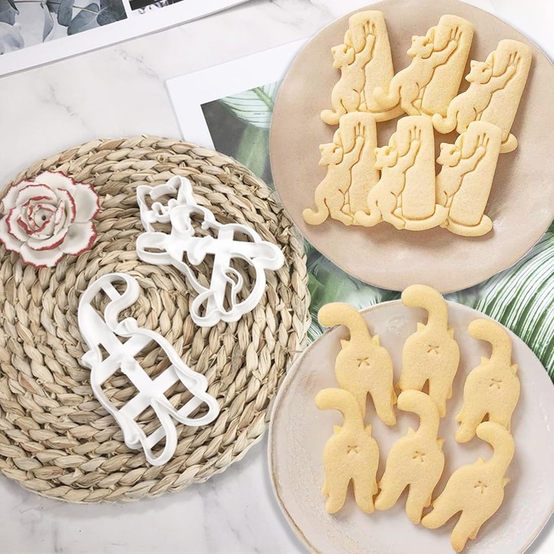 Cat Cookie Cutters, Plastic Cookie Cutter, 3D DIY Fondant Cookie