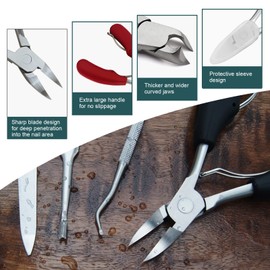 Modixun Toenail Clippers, Heavy Duty Toe Nail Clippers for Thick Nails & Ingrown Toenail, Stainless Steel Super Sharp Curved Blade, Large Nail Clippers Toenail Trimmer Nipper