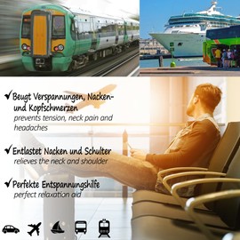 COM-FOUR® 2 x Inflatable Neck Support Pillow - Practical Neck Pillow for Inflating - Ideal Travel Pillow for On the Go (Pack of 2, Blue)