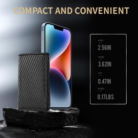 holixcase Minimalist Wallet for Men, Metal Rfid Blocking Card Case, Slim Tri-fold Wallet, Magnetic Card Holder, 15 Cards Capacitiy, Front Pocket Wallet with Cash Slot, Carbon Fiber