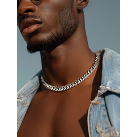 Mens Stainless Steel Chain Hip Hop CZ Rapper Necklace Jewelry Mens Gifts