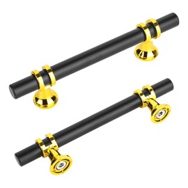 Trendecor Pack of 10 Furniture Handles, Stainless Steel, 150 mm, Black Gold Cabinet Handles, Kitchen Handles with Screws, Vintage Drawer Handles, Cabinet Handles, Black for Furniture, Kitchen and Home