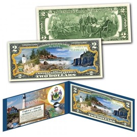 Acadia National Park Maine Uncirculated $2 Dollar Bill Special Edition Collectible Display Holder and Certificate