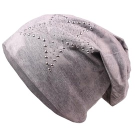Glamexx24 Women's Long Beanie Hat Star Pattern Lightweight Jersey Hat Men's Hat – One Size – Summer Autumn and Winter, Grey (grey 1)