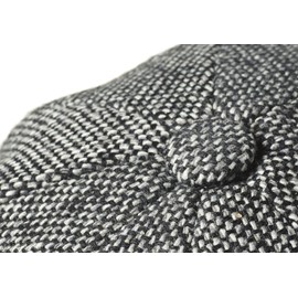 Peaky Blinders 'Newsboy' Style Flat Cap -Wool Wool Fabric Variations (X Large (61cm), Black Bird's Eye Tweed)