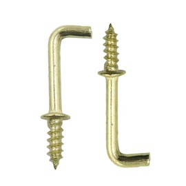PHITUODA 150Pcs 1/2 Inch Brass Plated L Hooks, Right Angle Mini Metal Screw-in Hooks, Shoulder Hook Screw Self-Tapping Screw Hooks for Hanging