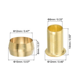 PATIKIL 12mm OD Pipe Compression Assortment Kit, 15 Pack Brass Compression Sleeve & Insert for Water, Oil and Air Pipes