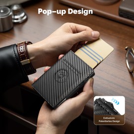 YESIIW Men's Airtag Wallet with Coin Compartment, Slim Wallet with RFID Protection, Card Holder, Men's Card Holder, Smart Wallets for Men, B02 - Carbon Fiber Black, Without coin compartment