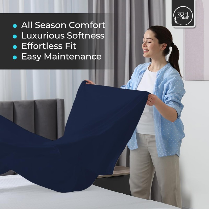 Rohi® King Size Fitted Sheet with Two Pillowcases – 25cm