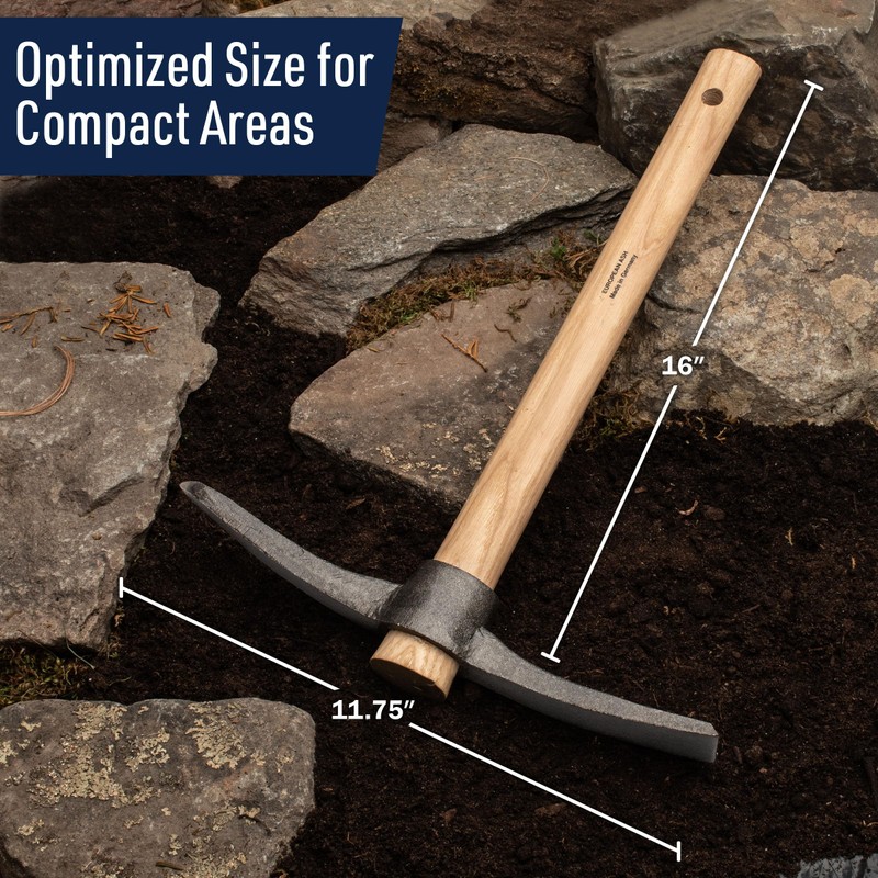 16” Hand Pick Axe - Forged Steel Pickaxe for Digging,