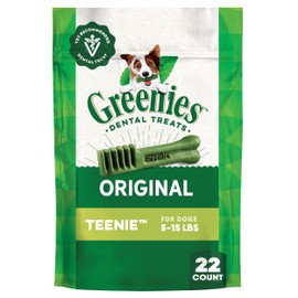 Greenies Veterinarian-Recommended Natural Dental Dog Treats Teenie Size, Original Flavor, 6 oz. Pack, 22 Count