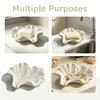 Ceramic Ginkgo Soap Dish, Self-Draining Tray White