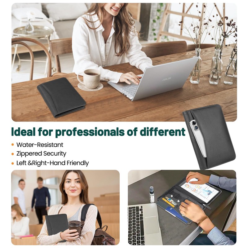 AKAYOK Zippered Portfolio Binder for Men & Women, Resume Portfolio