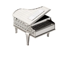 THINGS REMEMBERED Engraved Silver Tone Piano Shaped Music Box (Free Customization)