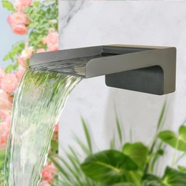 SUMGREEN 304 Stainless Steel Water Fountain Spout Scupper, Made Exquisite Handcrafted Garden Waterfall Spillway for Landscape Decors, Patios, Pools, Courtyards, Water Walls (Black Powder Coating)