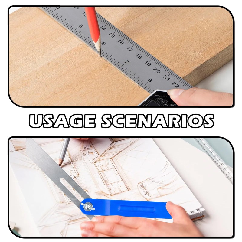 Aomhrek Multi-Function Square Set, 10"/250mm Angle Measurement Tool, T Square,