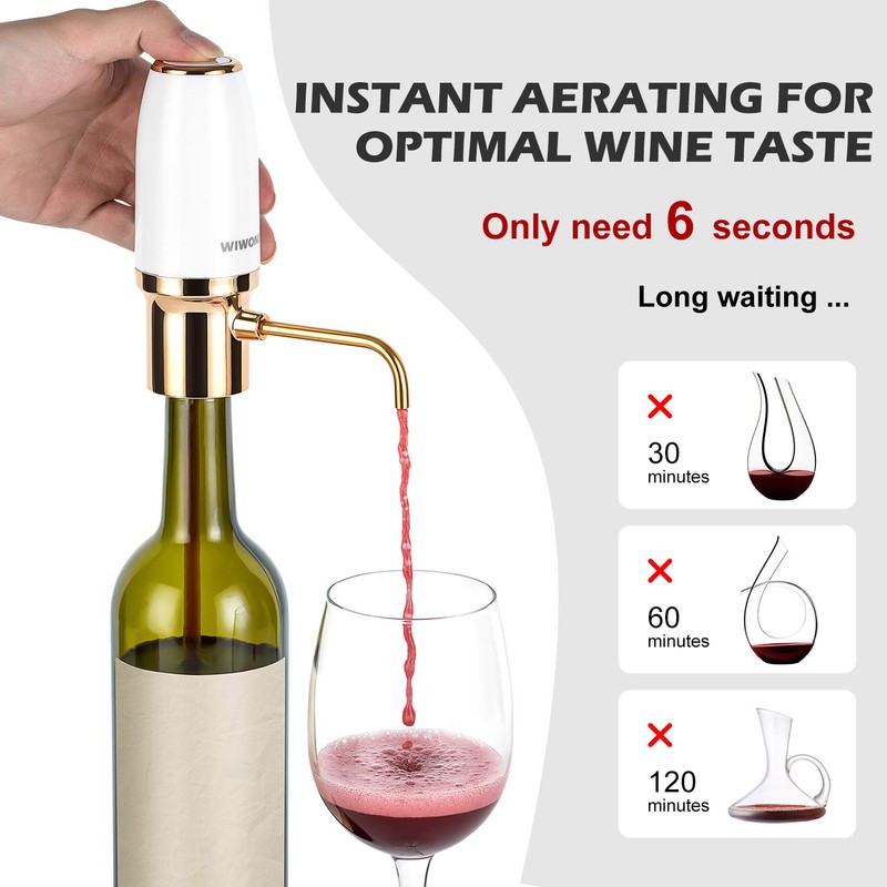 WIWONEY Aeratore e versatore elettrico di vino, decanter per vino