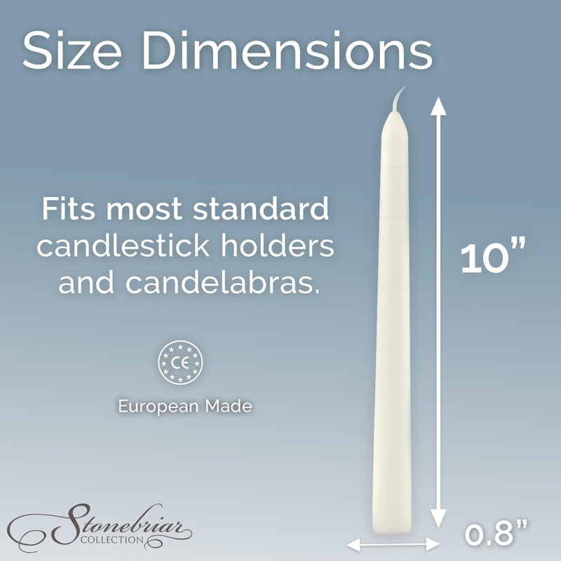 Stonebriar Tall 10" White Unscented 30 Count Taper Candles, 7