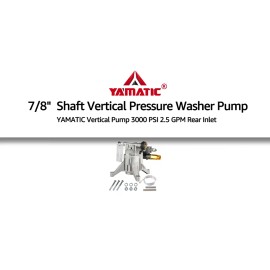 YAMATIC Pressure Washer Pump 7/8" Shaft Vertical Replaced Pump 3000 PSI 2.5 GPM