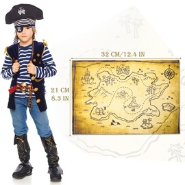COLOFALLA Treasure Card 32 x 21 cm Pirate Party Accessory Treasure Map Children's Birthday Pirate Toy Pirate Accessory for Treasure Hunt Children Boys Girls