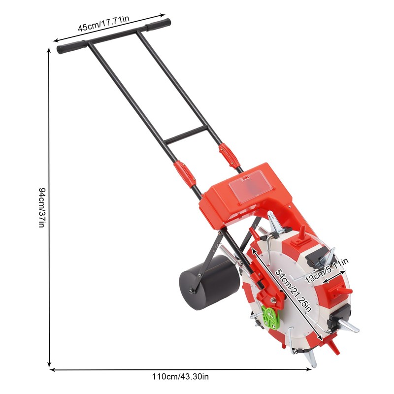CRYBY Hand-Push Seeder, Walk-Behind Row Corn Planter Seeder Manual Roller