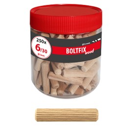 TOX Boltfix wood dowels 6 x 30 mm, corrugated dowels made of solid beech, pack of 250, 015200101