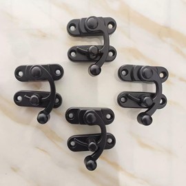 HywkingGrt 2pcs Black Antique Hook Hasp Latch Vintage Style Left Right Toggle Zinc Alloy,with Mounting Screws for Jewelry Box Cabinet Toolbox Suitcase