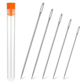 WONVOC Long Sewing Needles, 5 Sizes - 3.5/3.9/4.9/5.9/6.9'', Stitching Needles, Large-Eye Hand Quilting Needles, Hand Sewing Needles for Thick Cushion, Sofa, Curtain, Carpet, Act Crafts