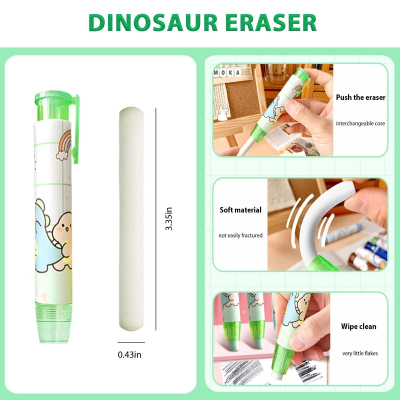 Mangpung Cute Green Dinosaurs School Supplies,Kawaii Stationery Birthday Gifts,Includes Dinosaurs