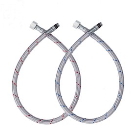GGStudy 32-Inch Faucet Connector Braided Stainless Steel Supply Hose 3/8-Inch Female Compression Thread x M10 Male Connector One Pair