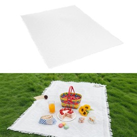 Beach Blanket 91x71'' White Picnic Blanket, Decorative Picnic Blanket
