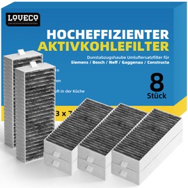 Pack of 8 Activated Carbon Filters Compatible with Siemens HZ9VRCR0 17004796/ Bosch HEZ9VRUD0 17004811/ Neff Z821VR0 17004806/ Gaggenau CA282111/ Constructa CZ9VRCR0, Recirculation Replacement Filter
